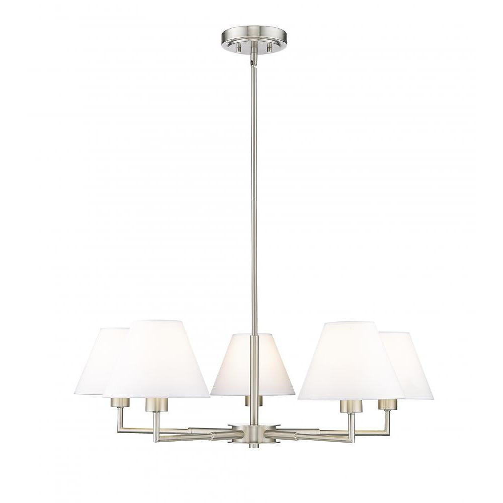 5 Light Chandelier-White Linen
