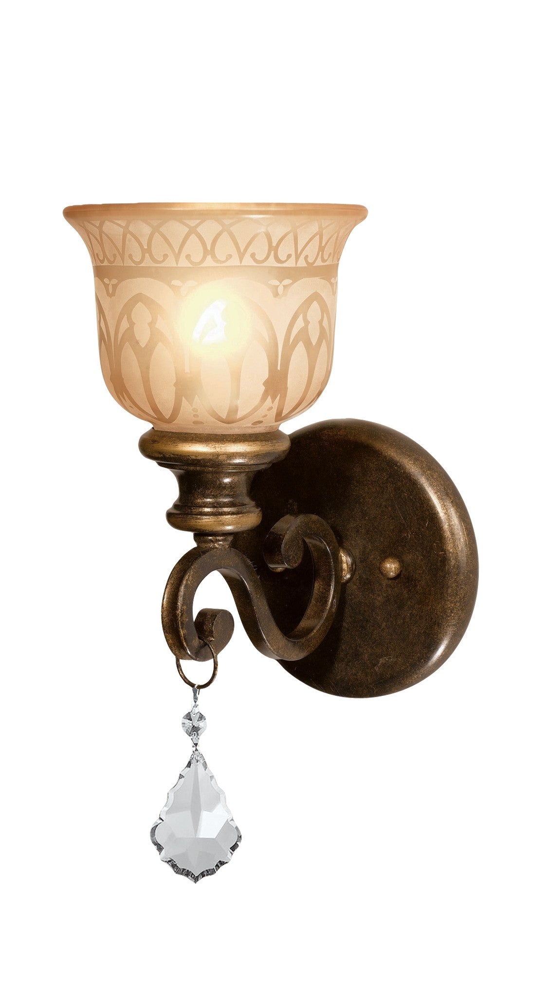 Crystorama Norwalk 7501-BU-CL-SAQ – 6.5 Inch – 1 Light – Sconce – Clear Crystal – Bronze Umber – Damp Rated