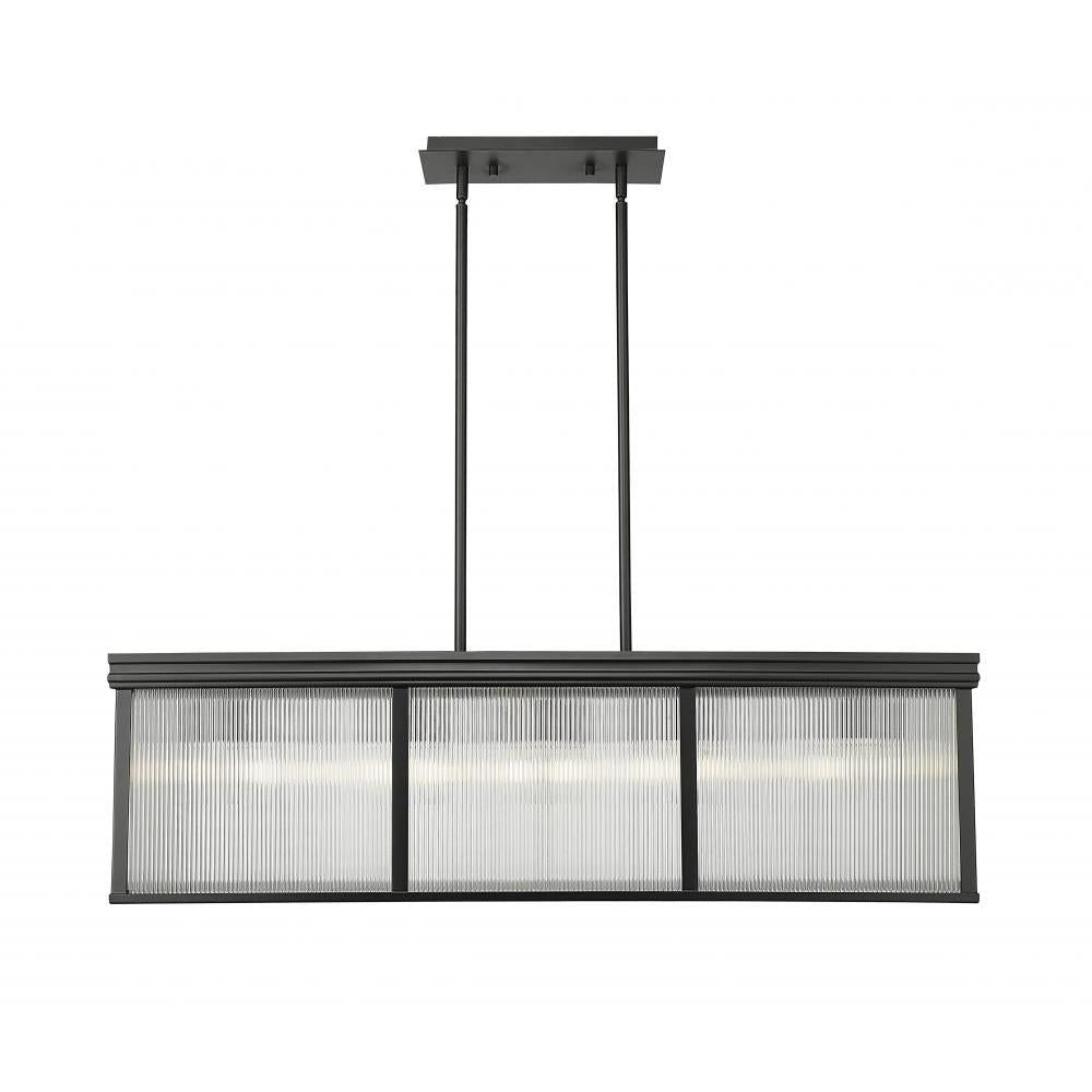 10 Light Pendant-Clear Ribbed