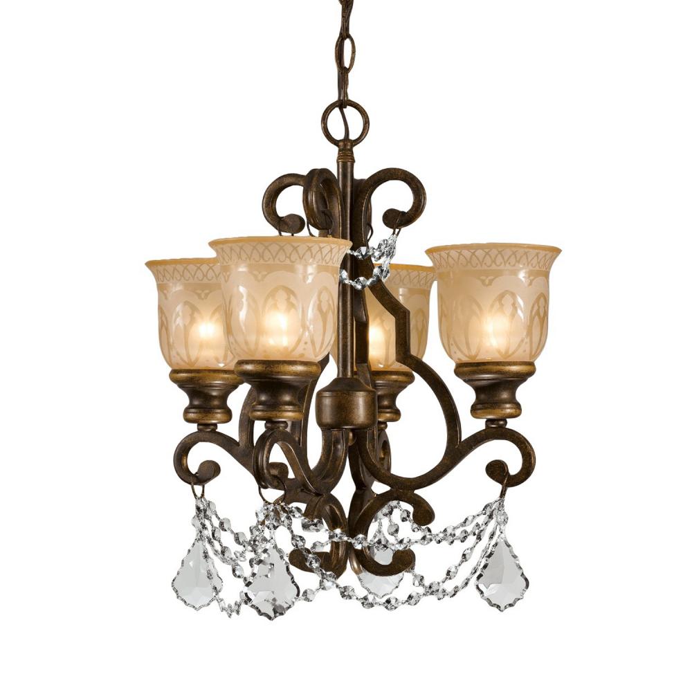Crystorama 7504-BU-CL-S Mini Chandelier, 4 Light, Bronze Umber