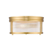 2 Light Flush Mount Light-Clear Ribbed
