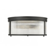 4 Light Flush Mount Light-Clear Ribbed