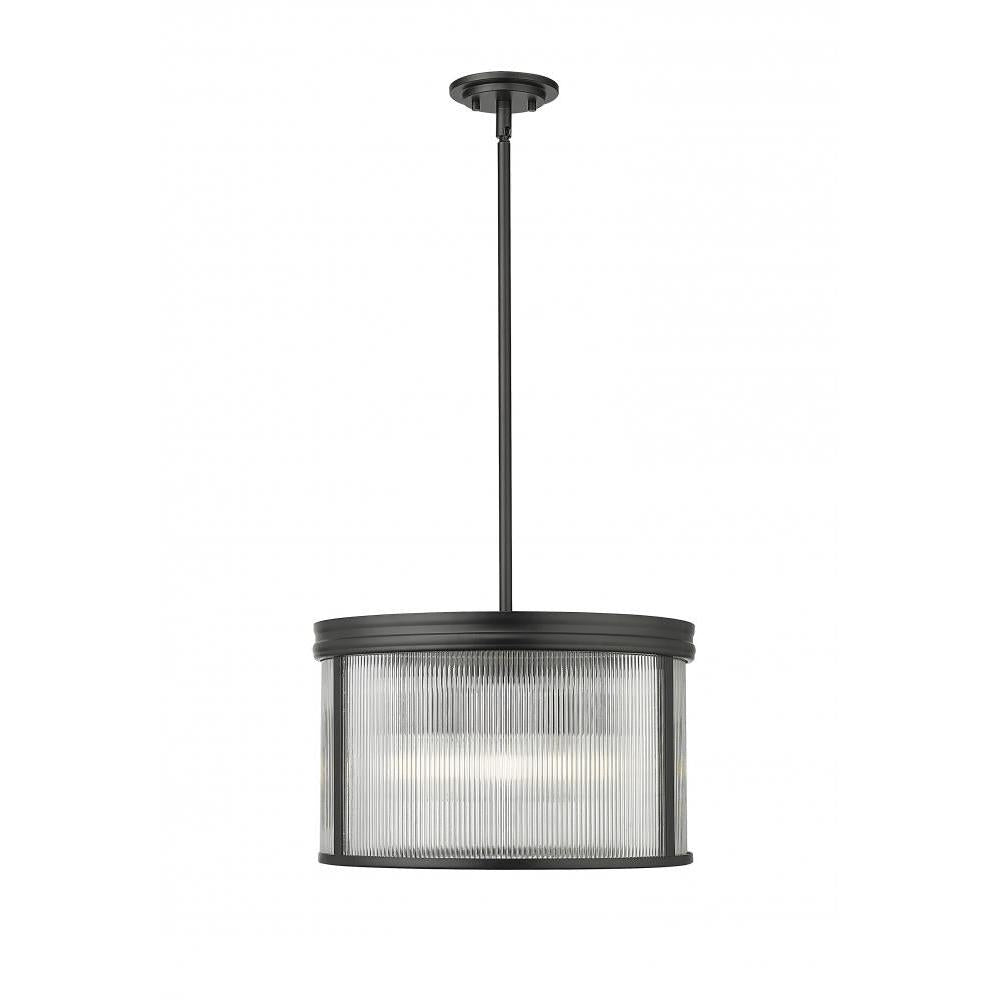 5 Light Pendant-Clear Ribbed