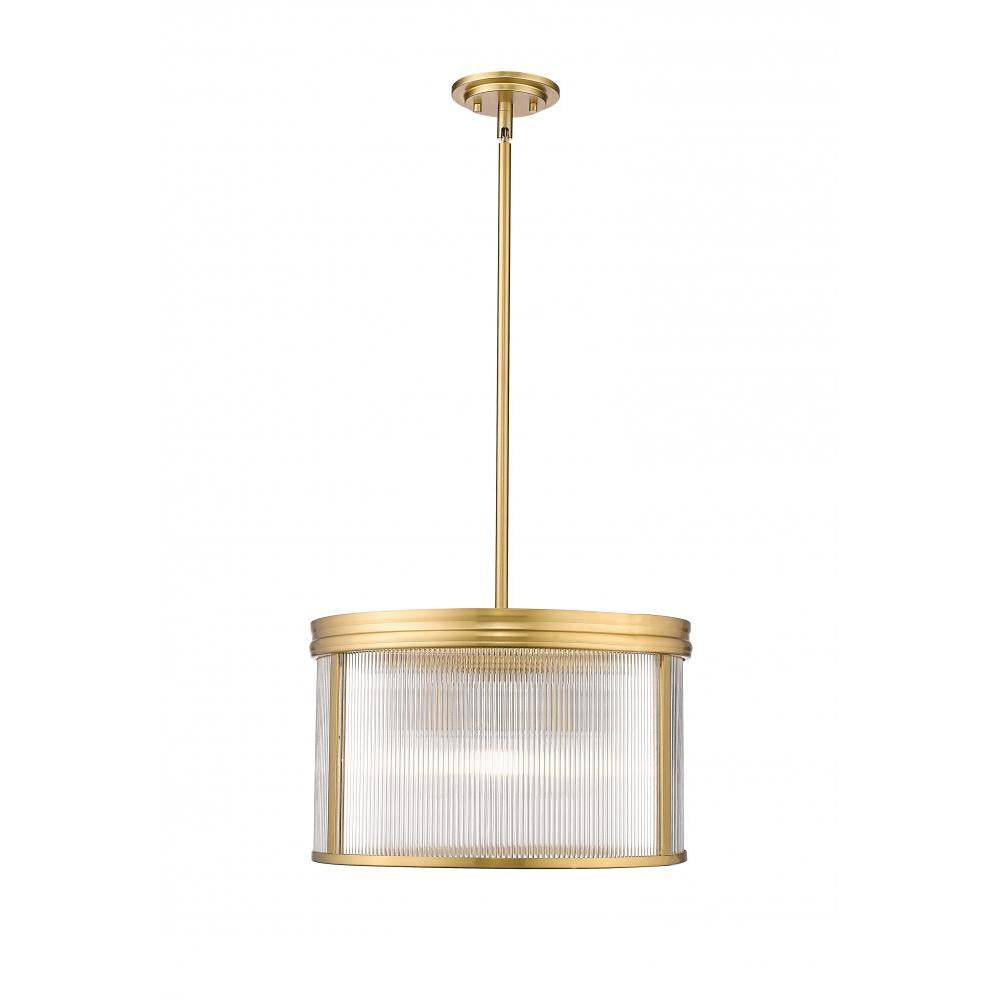 5 Light Pendant-Clear Ribbed
