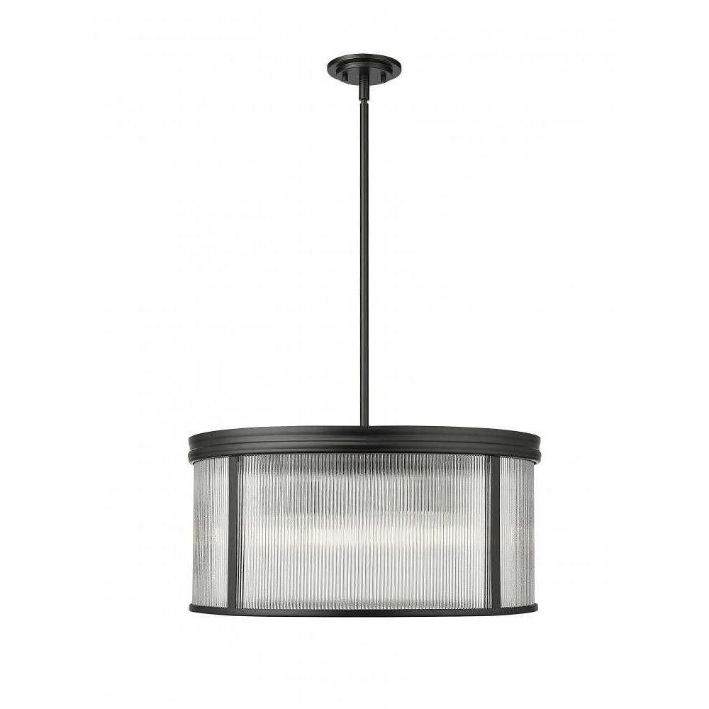 6 Light Chandelier-Clear Ribbed