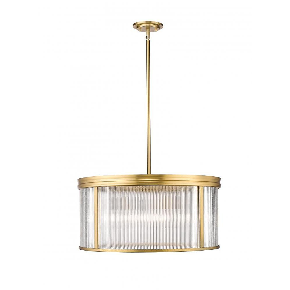 6 Light Chandelier-Clear Ribbed