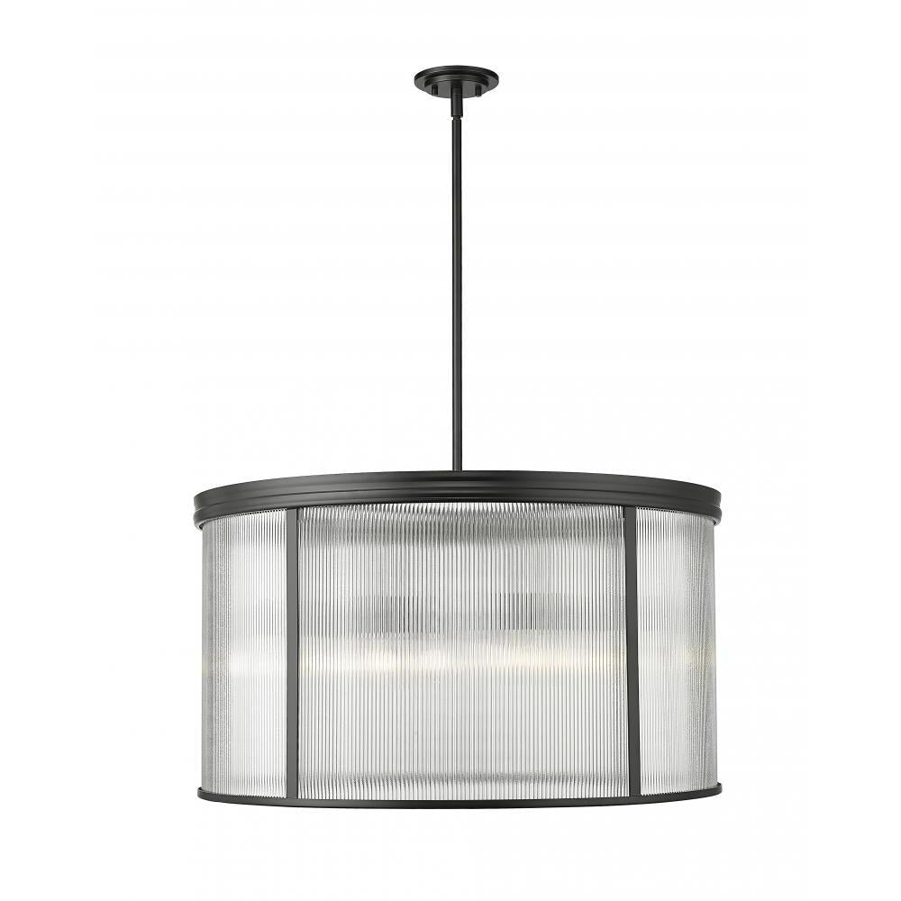 9 Light Chandelier-Clear Ribbed