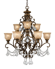 Crystorama Norwalk 7509-BU-CL-MWP – 34 Inch – 9 Light – Chandelier – Clear Crystal – Bronze Umber – Damp Rated