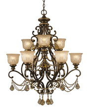 Crystorama Norwalk 7509-BU-GT-MWP – 34 Inch – 9 Light – Chandelier – Clear Crystal – Bronze Umber – Damp Rated