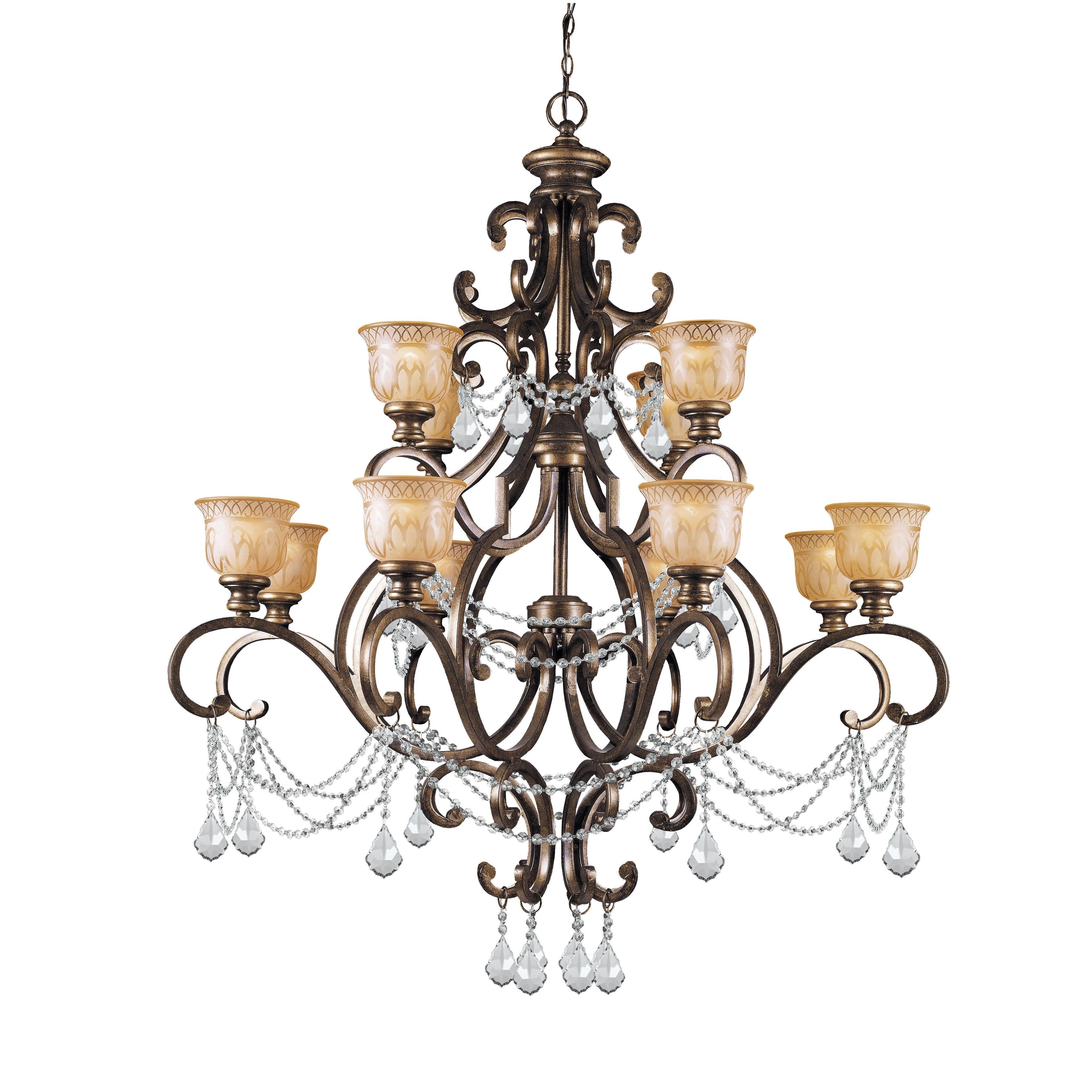 Crystorama Norwalk 7512-BU-CL-MWP – 48 Inch – 12 Light – Chandelier – Clear Crystal – Bronze Umber – Damp Rated