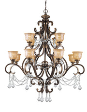 Crystorama Norwalk 7512-BU-CL-SAQ – 48 Inch – 12 Light – Chandelier – Clear Crystal – Bronze Umber – Damp Rated