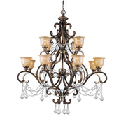 Crystorama 7512-BU-CL-SAQ Norwalk 12 Light Spectra Crystal Chandelier, UL Damp Rated, Bronze Umber
