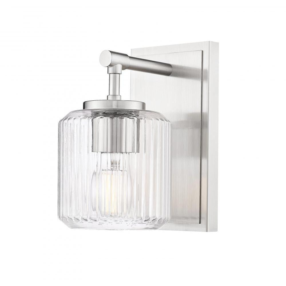 1 Light Wall Sconce-Clear Ribbed