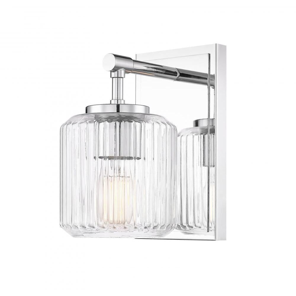 1 Light Wall Sconce-Clear Ribbed