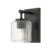 1 Light Wall Sconce-Clear Ribbed