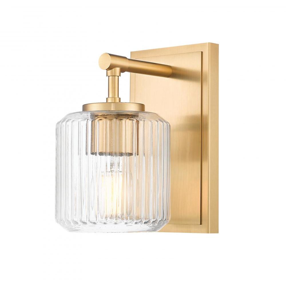 1 Light Wall Sconce-Clear Ribbed