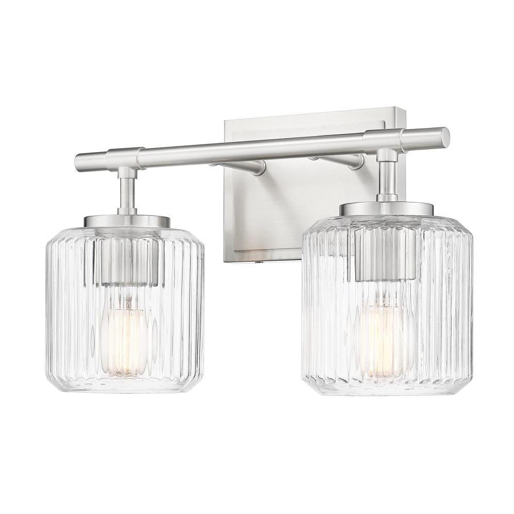2 Light Vanity-Clear Ribbed