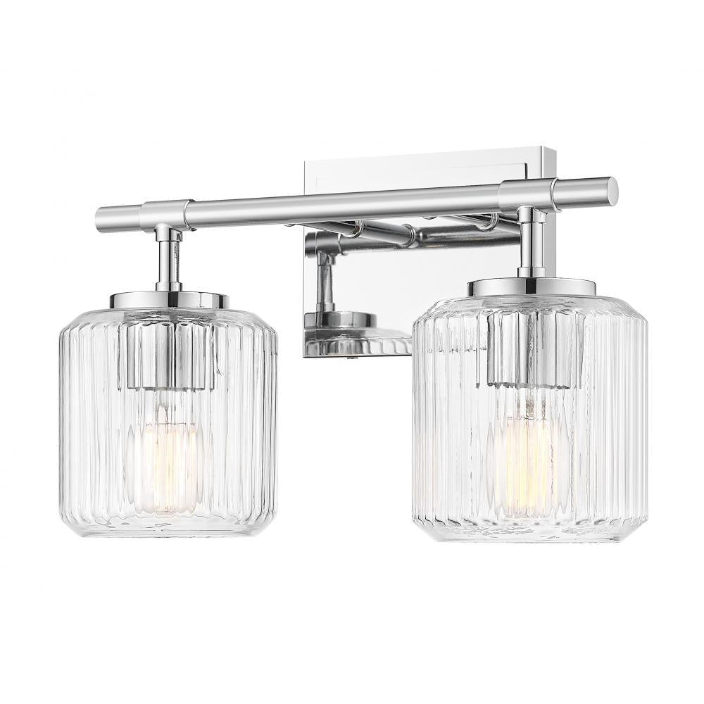 2 Light Vanity-Clear Ribbed