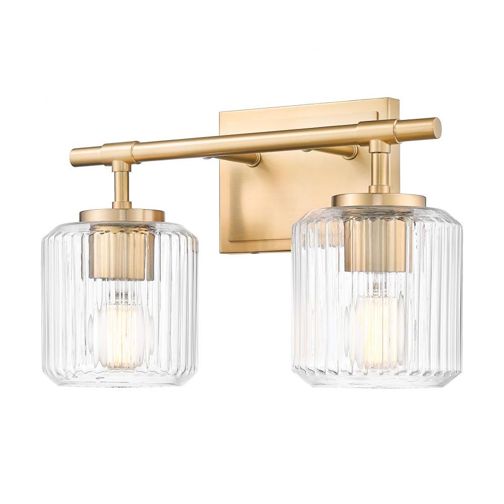 2 Light Vanity-Clear Ribbed
