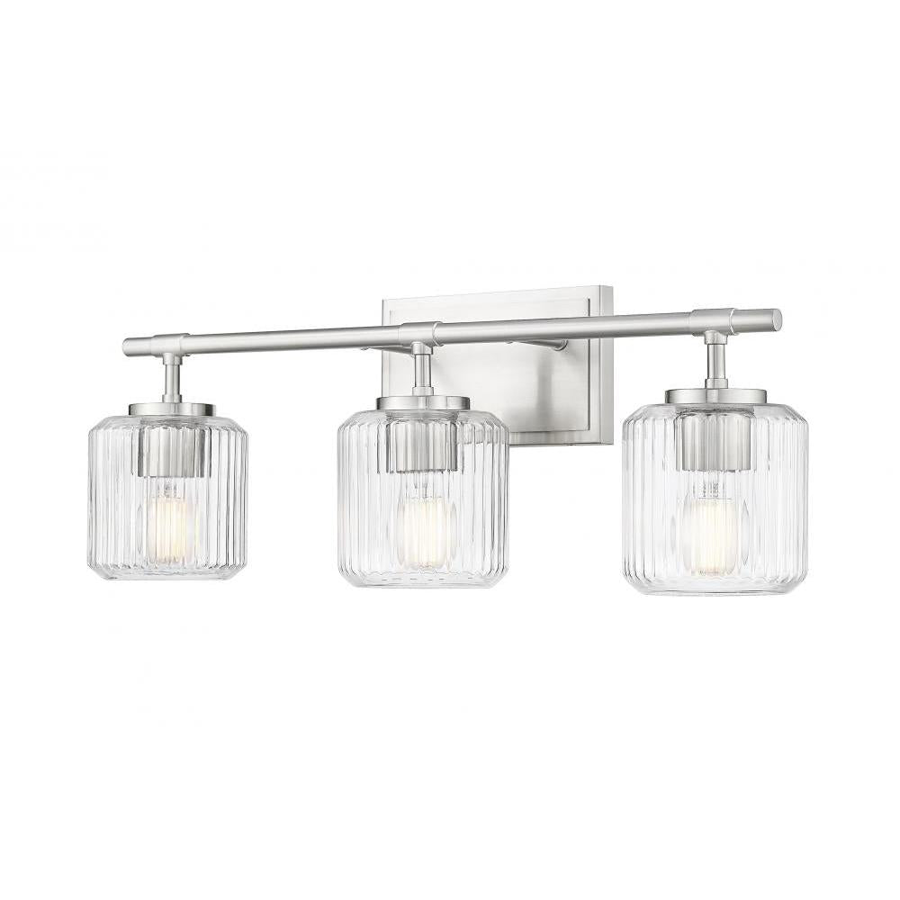 3 Light Vanity-Clear Ribbed