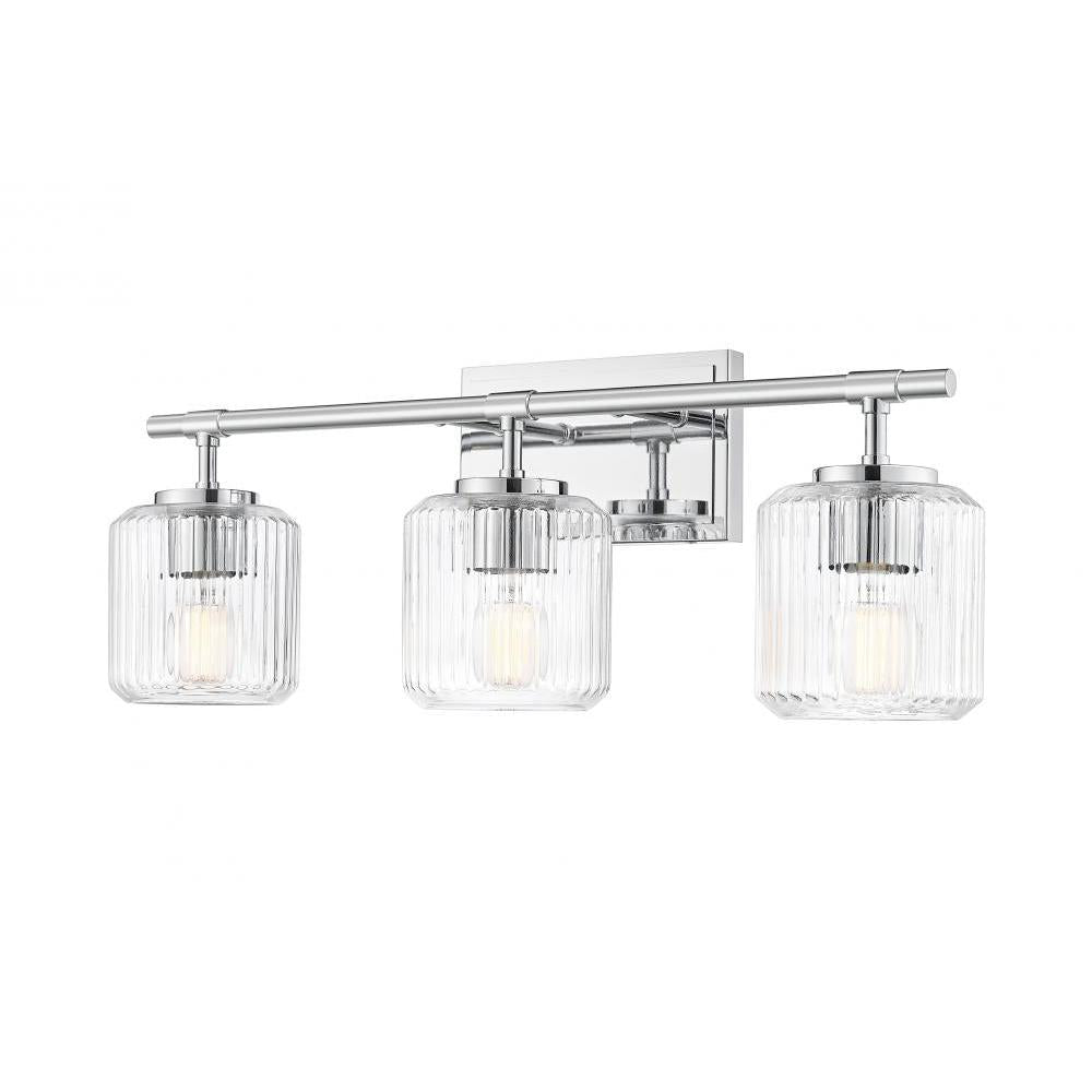 3 Light Vanity-Clear Ribbed