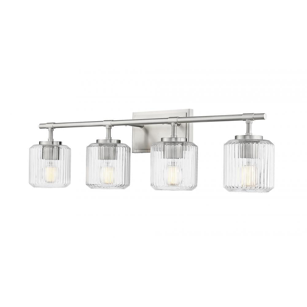 4 Light Vanity-Clear Ribbed