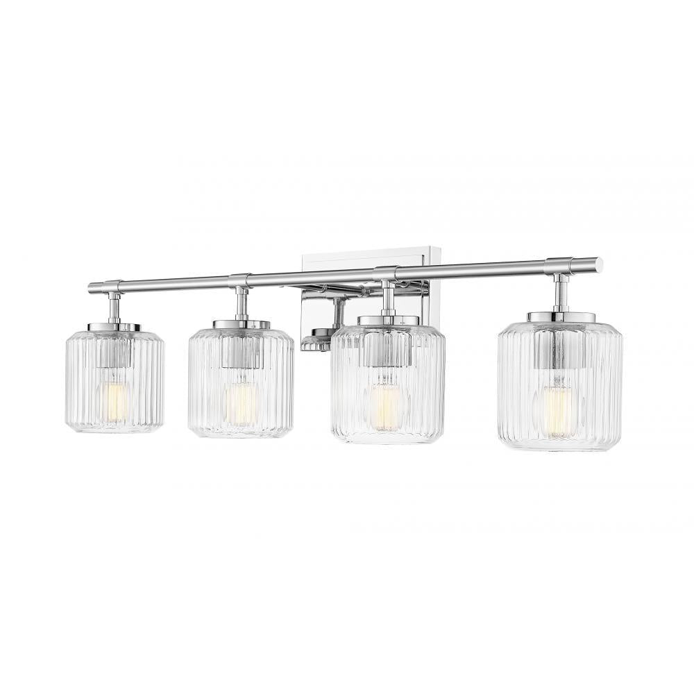 4 Light Vanity-Clear Ribbed