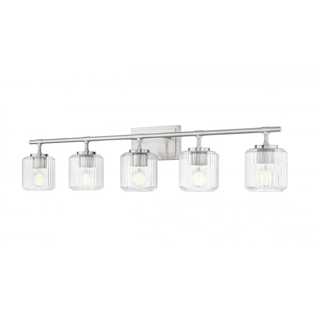 5 Light Vanity-Clear Ribbed
