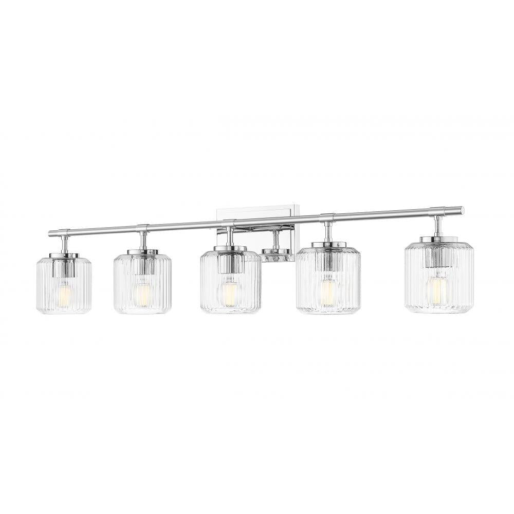 5 Light Vanity-Clear Ribbed