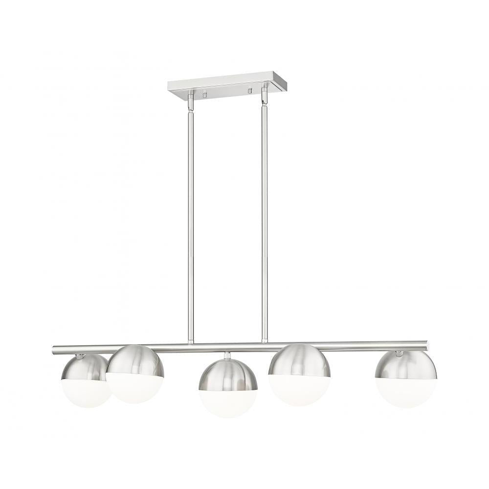 5 Light Linear Chandelier-Matte Opal