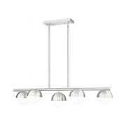 5 Light Linear Chandelier-Matte Opal