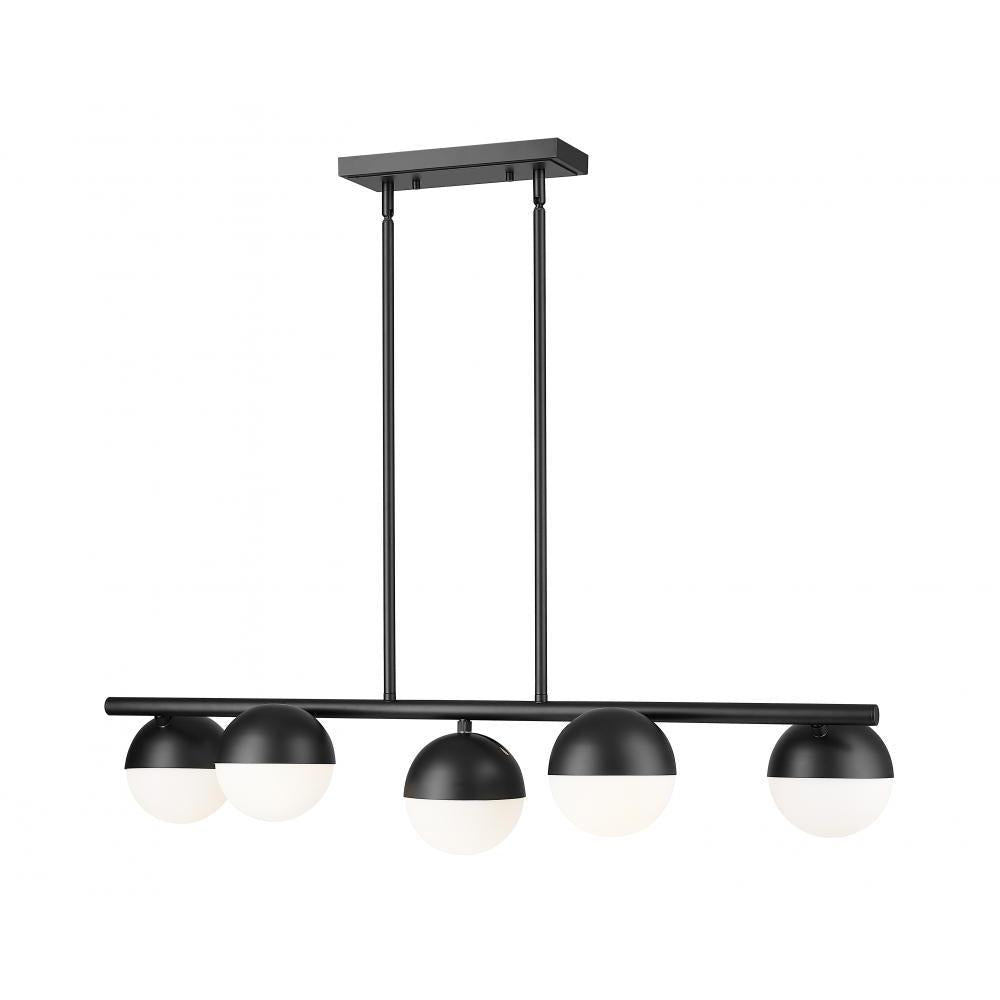 5 Light Linear Chandelier-Matte Opal