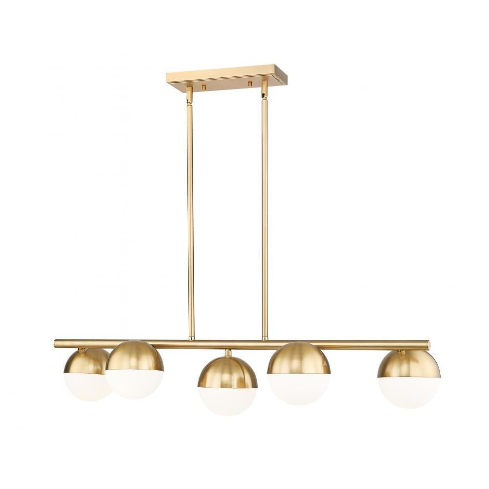 5 Light Linear Chandelier-Matte Opal