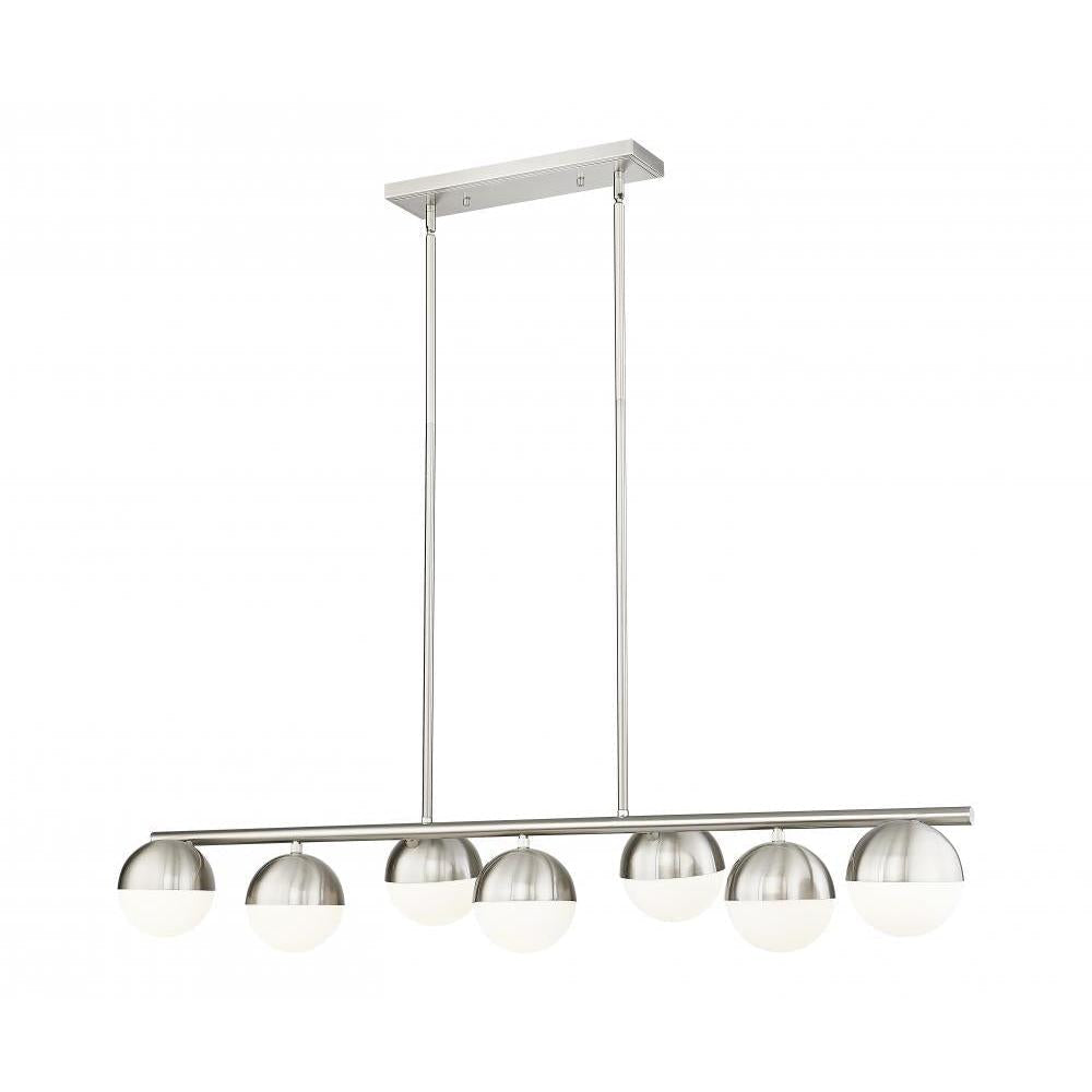 7 Light Linear Chandelier-Matte Opal
