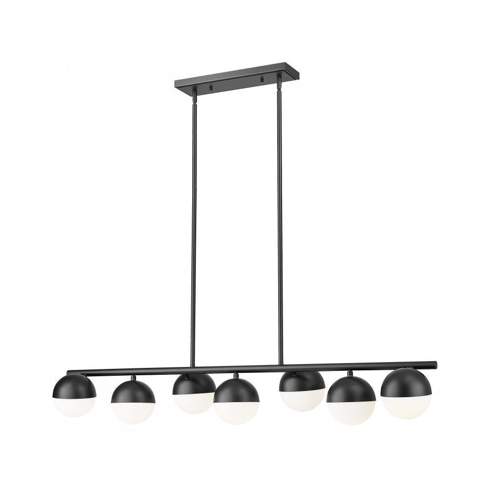 7 Light Linear Chandelier-Matte Opal