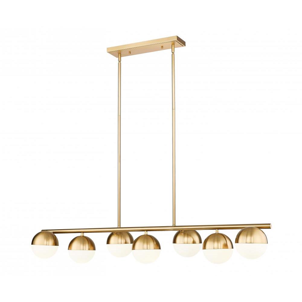 7 Light Linear Chandelier-Matte Opal