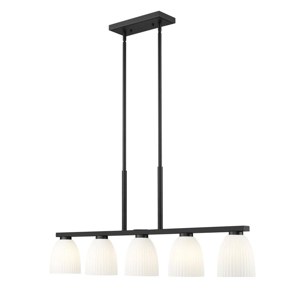 5 Light Linear Chandelier-Matte Opal