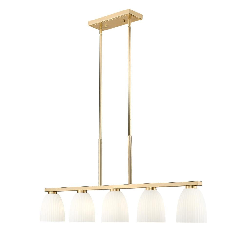 5 Light Linear Chandelier-Matte Opal