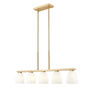5 Light Linear Chandelier-Matte Opal