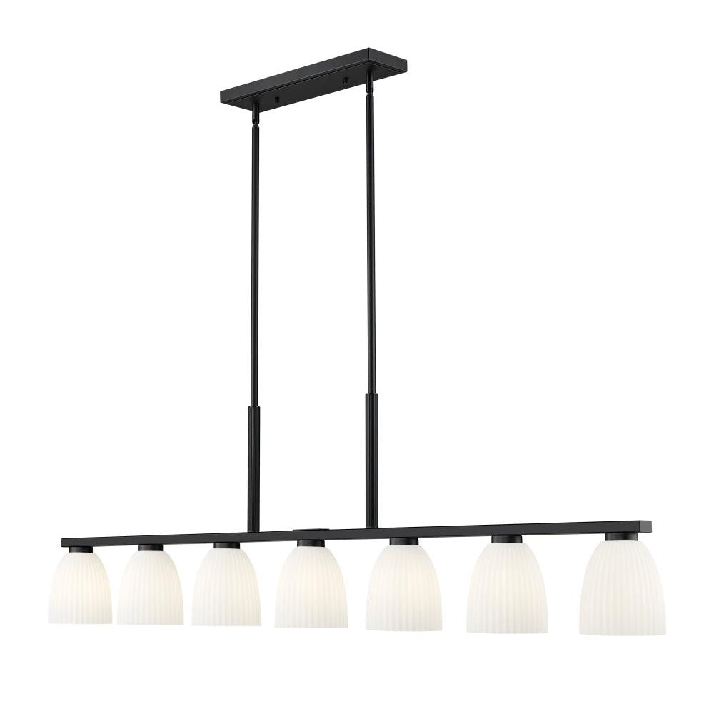 7 Light Linear Chandelier-Matte Opal