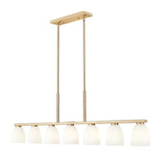 7 Light Linear Chandelier-Matte Opal