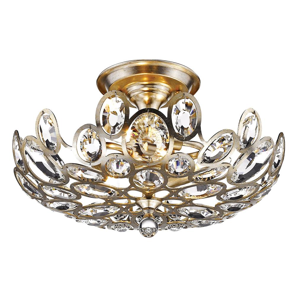 Crystorama 7583-DT Semi Flush Mount, 3 Light, Distressed Twilight, Antique Finish