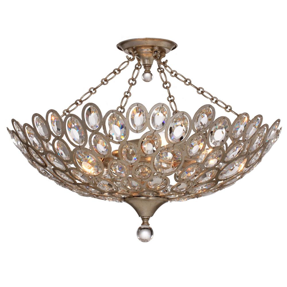 Crystorama Lighting 7587-DT_CEILING Sterling 5 Light Distressed Twilight Semi Flush Mount Fixture, UL Damp Rated, Distressed Twilight