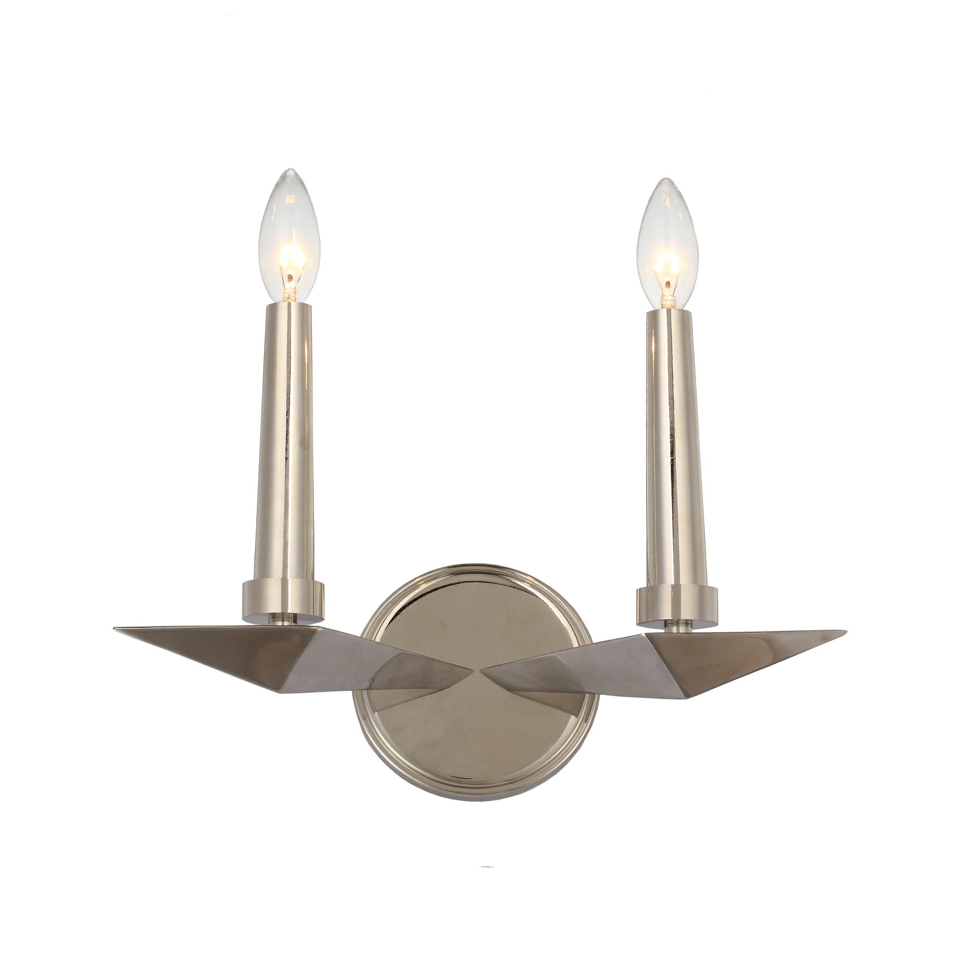 Crystorama Palmer 7592-PN – 11.75 Inch – 2 Light – Sconce – Polished Nickel – Damp Rated