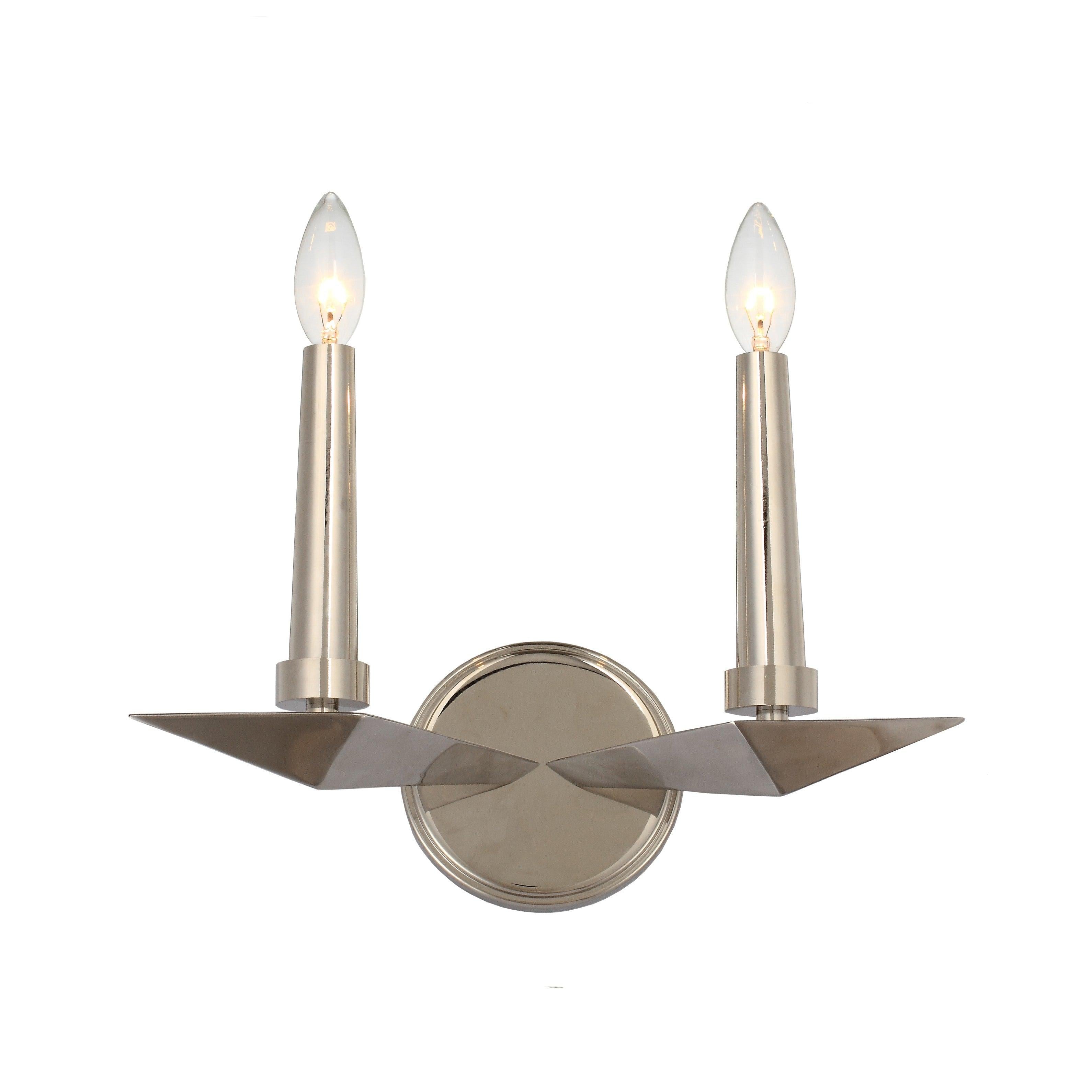 Crystorama Palmer 7592-PN – 11.75 Inch – 2 Light – Sconce – Polished Nickel – Damp Rated