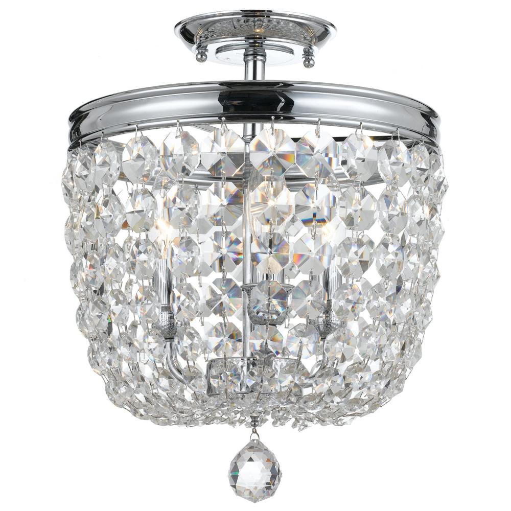 Crystorama 783-CH-CL-MWP Archer 3 Light Hand Cut Crystal Semi Flush Mo