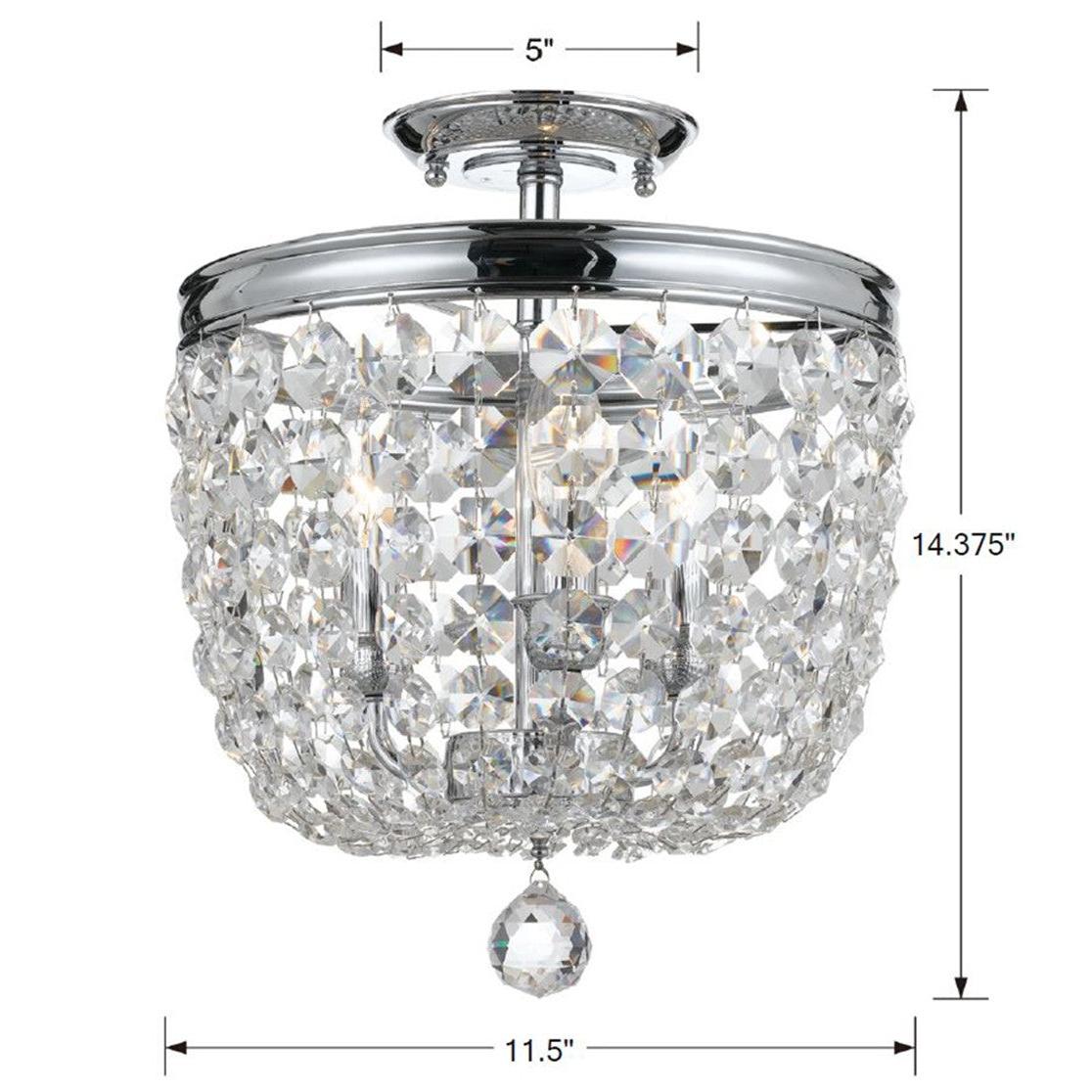 Crystorama Archer 783-CH-CL-MWP – 11.5 Inch – 3 Light – Semi Flush Mount Light – Polished Chrome – Dry Rated