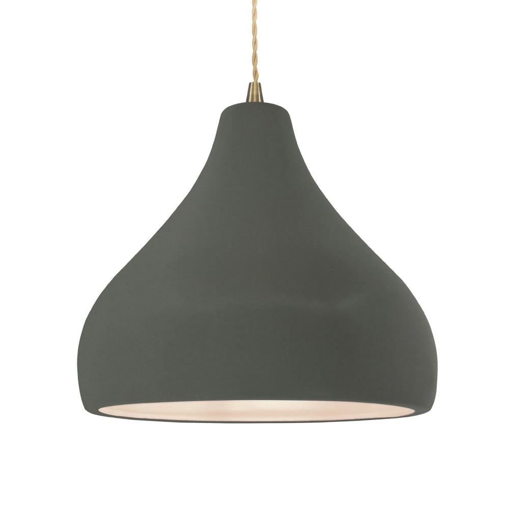 Justice Design Group RADIANCE CER-6565-PWGN-ABRS-BEIG-TWST-LED1-700 Pendant - Pewter Green