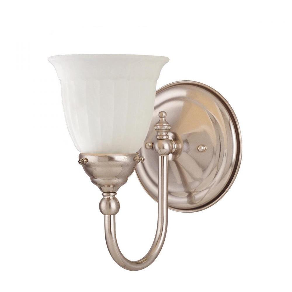 Brunswick 1-Light Bathroom Vanity Light in Satin Nickel