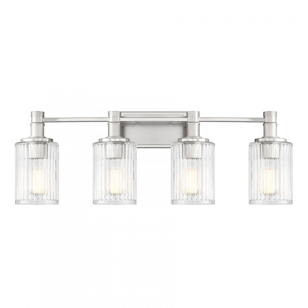 Concord 4-Light Bathroom Vanity Light in Silver and Polished Nickel